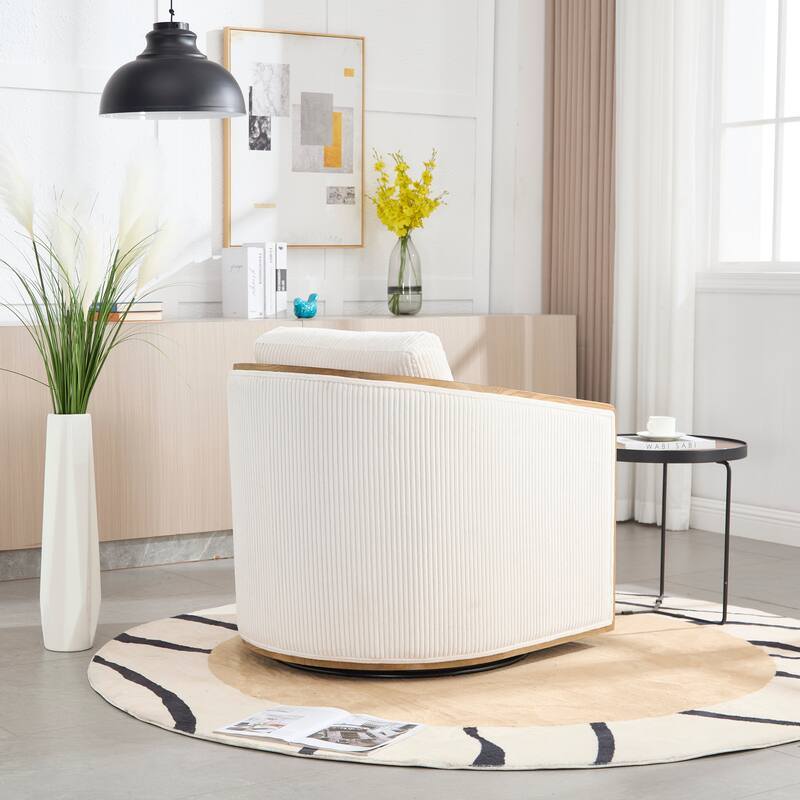 Accent Chair Sofa Chair with High-Density Foam and Curved Back, Degree Swivel Barrel Club Chair Lounge Chair