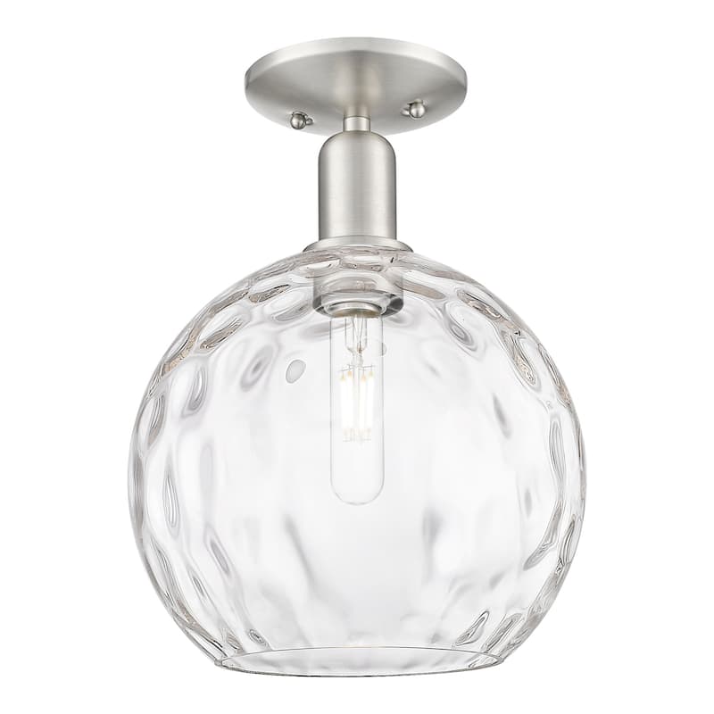 Innovations Lighting 716-1C-14-10 Athens Water Glass Semi-Flush Athens - Brushed Satin Nickel / Clear Water Glass