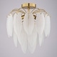 preview thumbnail 10 of 10, Burbank 4-Light Muted Gold Brass Waterfall Semi Flush Mount Lighting Ceiling Fixture, White Leaf Glass Shade Entryway