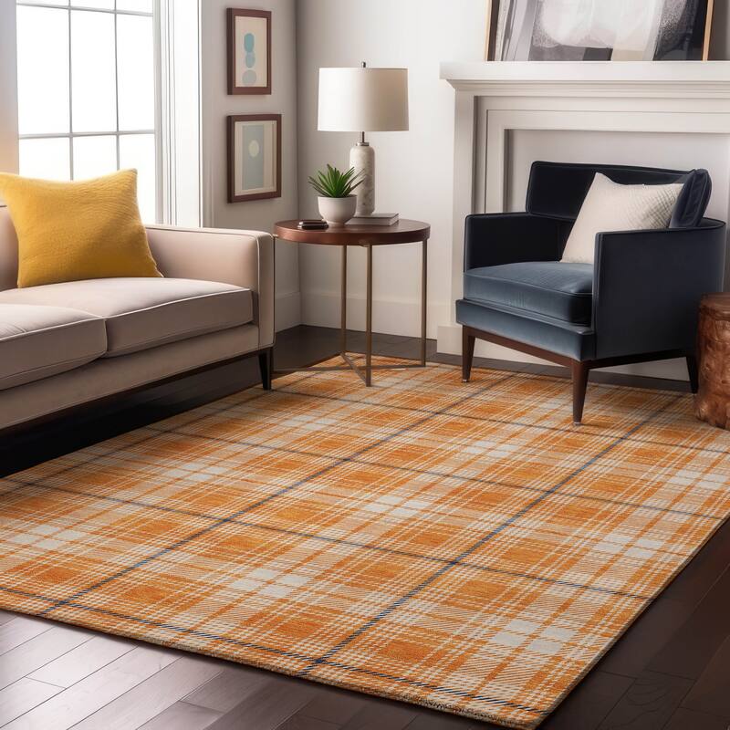 Premium Washable Super Soft Farmhouse Plaid Mayfield Rug - Orange - 3' x 5'