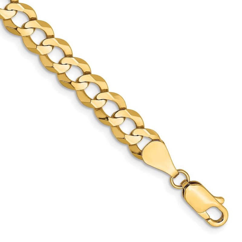 Curata 14k 7.2mm Solid Polished Light Flat Miami Curb Chain Bracelet