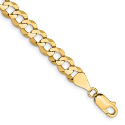 Curata 14k 7.2mm Solid Polished Light Flat Miami Curb Chain Bracelet