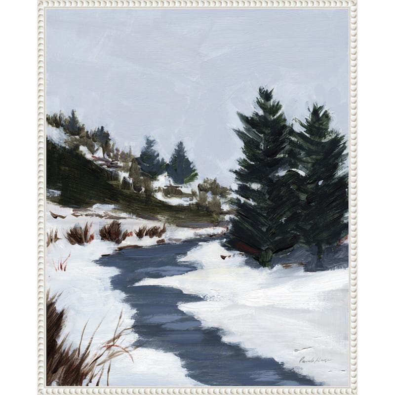 Winter Trails by Pamela Munger (23 x 28 in.), Framed Canvas Wall Art Print - Sylvie Beaded White