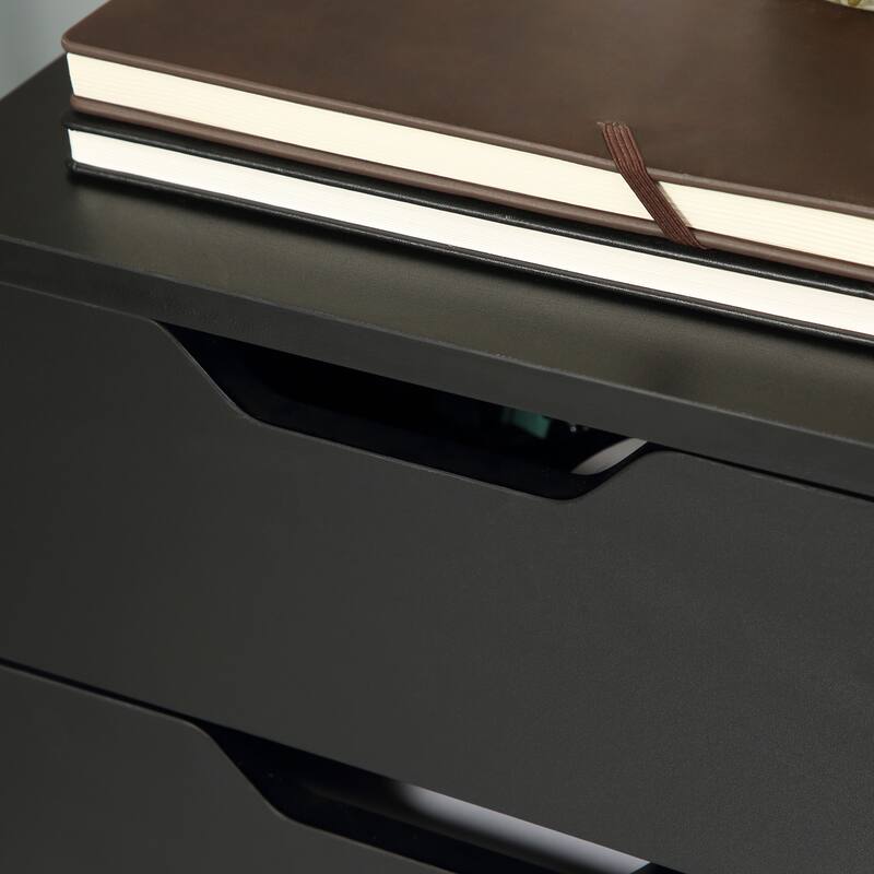 3 Drawer Mobile File Cabinet, Rolling Printer Stand, Vertical Filing Cabinet, Black