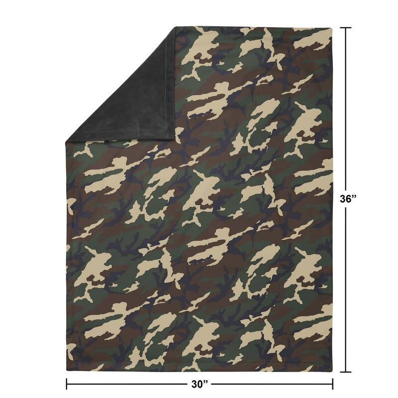 Woodland Camo Collection Boy Baby Receiving Security Swaddle Blanket - Beige Green and Black Rustic Forest Camouflage