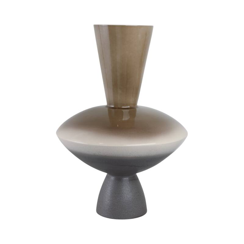 Pottery Vase Artesa Geometric Pedestal Form Handmade Flared Neck