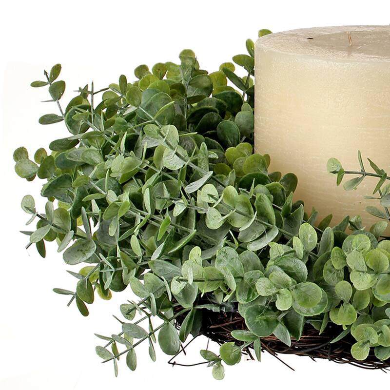 Plastic Frosted Eucalyptus Centerpiece Ring 13.5"D" - 13.5"
