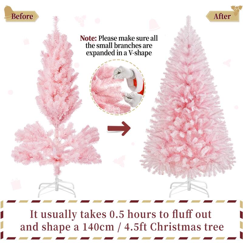 Yaheetech 4.5ft/6ft/7.5ft Pre-lit Artificial Christmas Tree with Foldable Stand