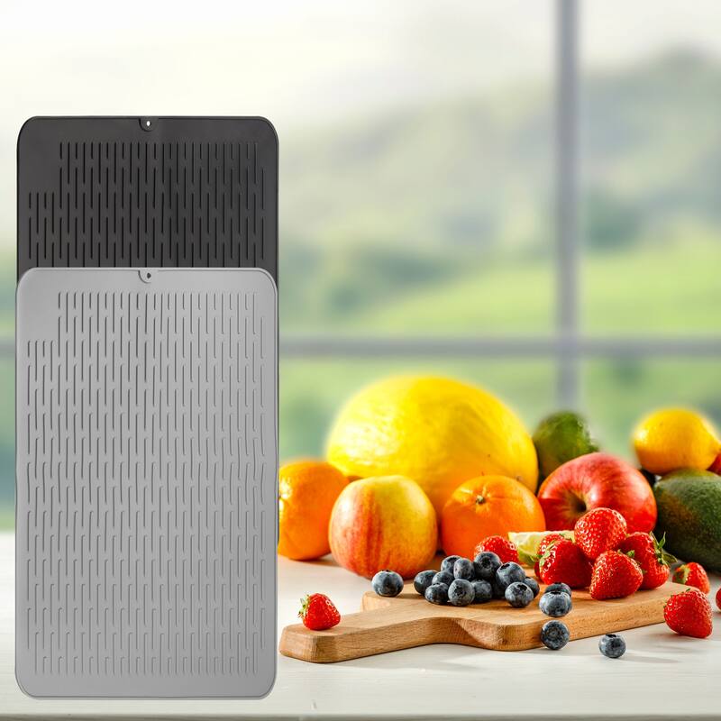 Silicone Dish Drying Mat Drainer Mat Kitchen Drying Board Pad 58x46cm - 58 x 46 x 0.5cm