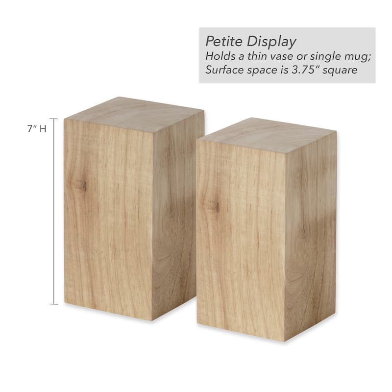Tabletop Wood Risers - Set of 2 - 7"H x 3.75"W x 3.75"D - Tan