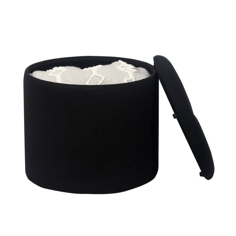 Adeco Round Storage Ottoman Footrest Stool With Removable Lid