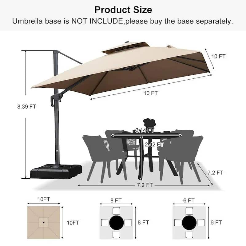 PURPLE LEAF Patio Cantilever Umbrella with 360 Degree Rotation UV Protection