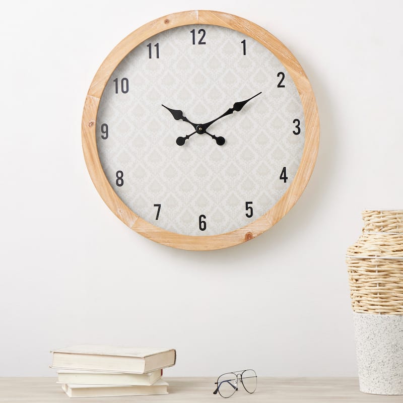 Brown Wooden Suspended Hanging Decorative Wall Clock with Brown Wood Accents - Brown