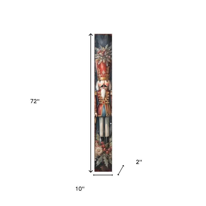 HomeRoots 72" Black And Red Solid Wood Christmas Nutcracker Porch Sign