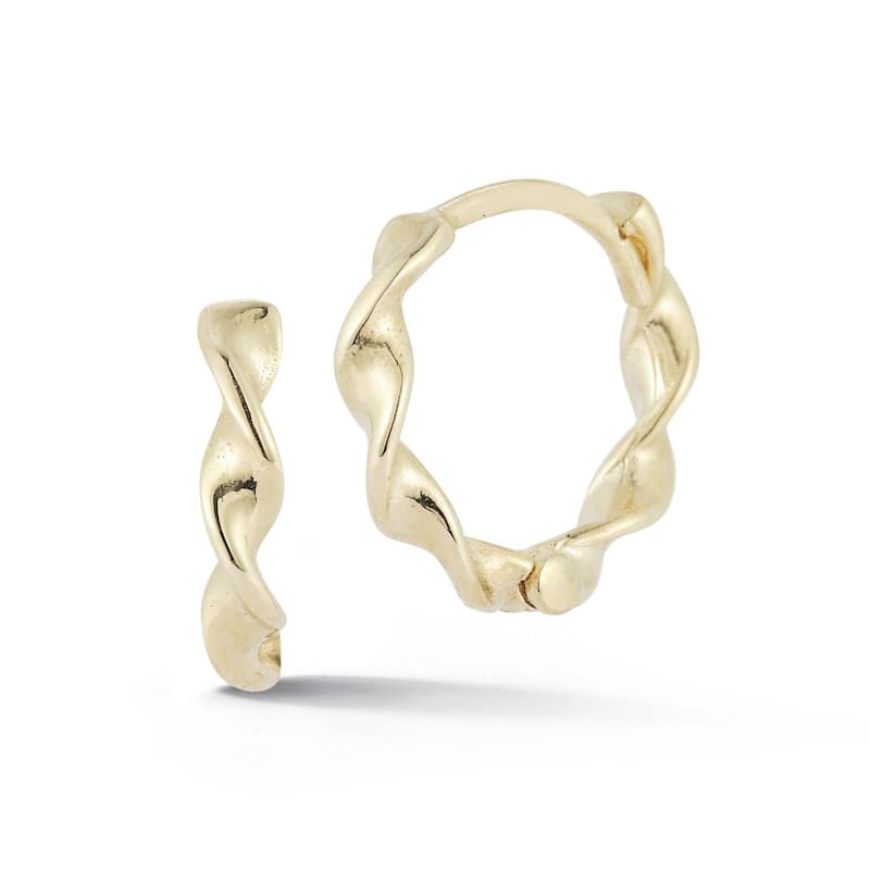 Soleil 14K Gold Round Twist Huggie Hoop Earrings