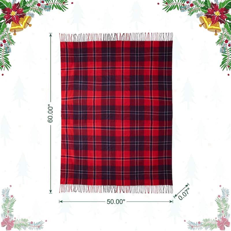 Glitzhome 50 x 60 Plaid Woven Acrylic 400g Christmas Blanket