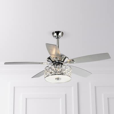 52 In Modern Ceiling Fan With Light Reversible Remote Control Crystal Chandelier Fan