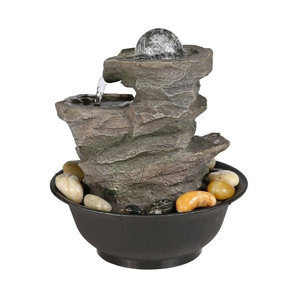4 Tier Cascading Resin Rock Waterfalls Tabletop Water Fountain Garden Patio Table Decorations Fountains With Zen Elements Overstock 31510664