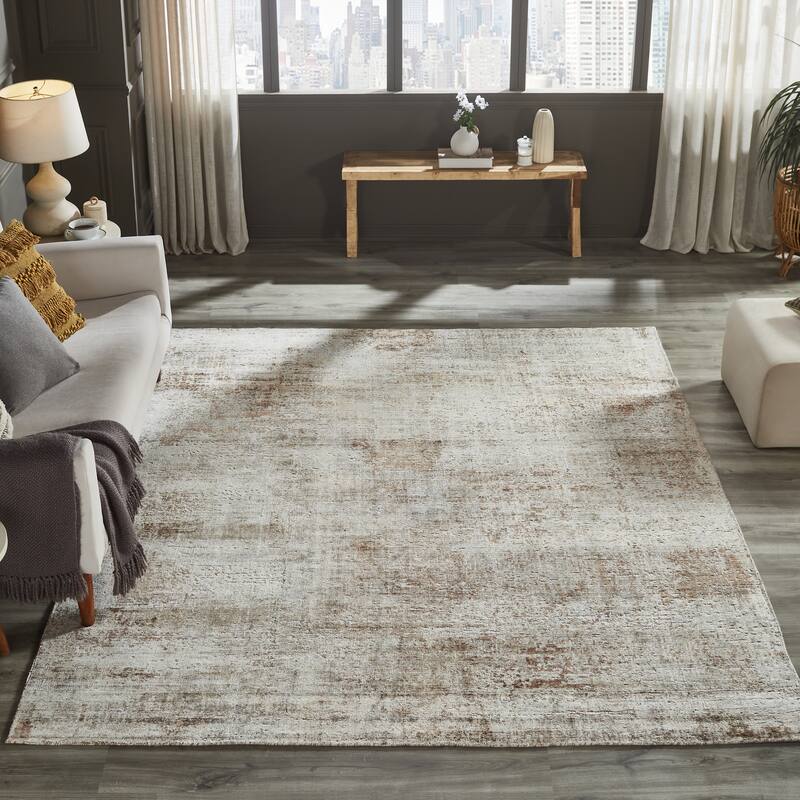 Urban Distress Abstract Brown Handmade Area Rug - 2' x 3' - Rectangle