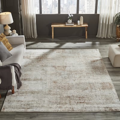 Urban Distress Abstract Brown Handmade Area Rug