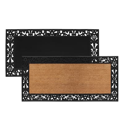A1HC Paisley Border Heavy Duty Large Size Doormat, Double Door Doormat 2 Pack(30”X48” & 30”X60”)