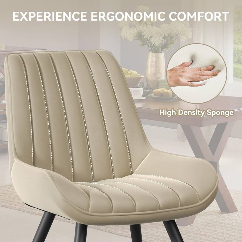 Modern Dining Chairs Set of 2, Fabric Dining Room Chairs with Thick Cushioned Backrest and Seat, Upholstered Chairs