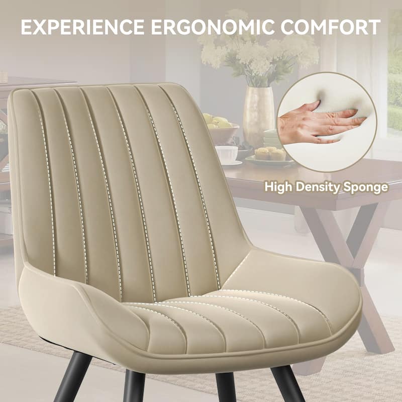 Modern Dining Chairs Set of 4, Comfy Dining Room Chairs with Thick Cushions, Upholstered Fabric Chairs with Metal Legs