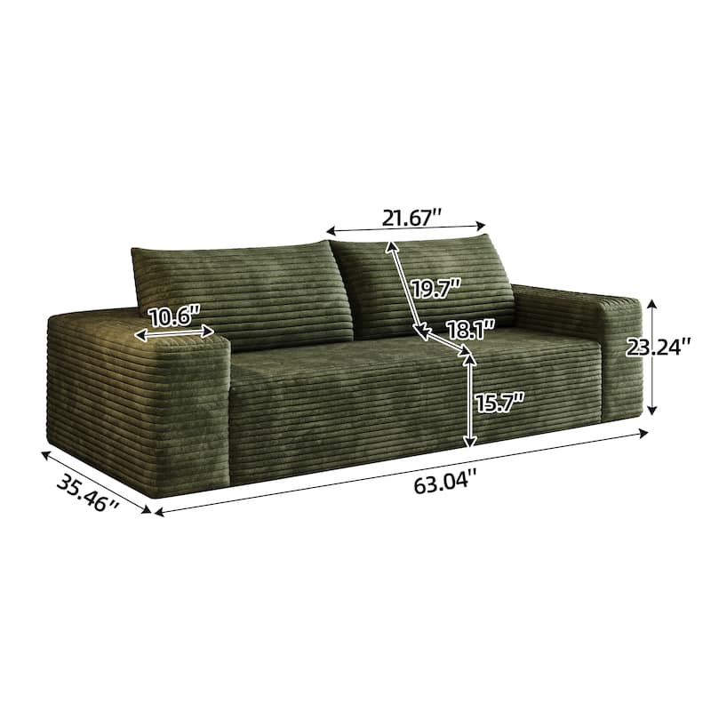 Corduroy Deep Seat Loveseat Sofa Ergonomic Couch