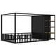 preview thumbnail 11 of 10, Black Spacious Full Size Metal Floor Bed with Wardrobe and Safety Fence for Bedroom