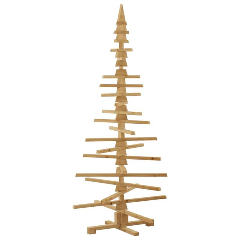 vidaXL Wooden Christmas Tree with Stand Brown Solid pine wood