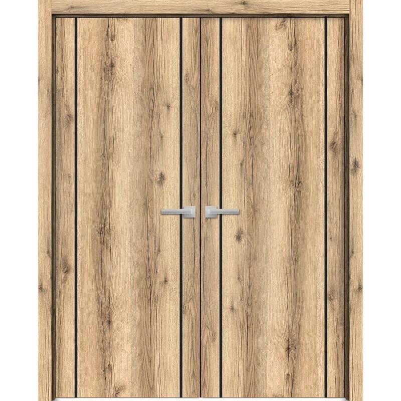 Solid French Double Doors 56 x 80 Planum 0017 Oak with - 84" x 80" ( 2* 42x80)