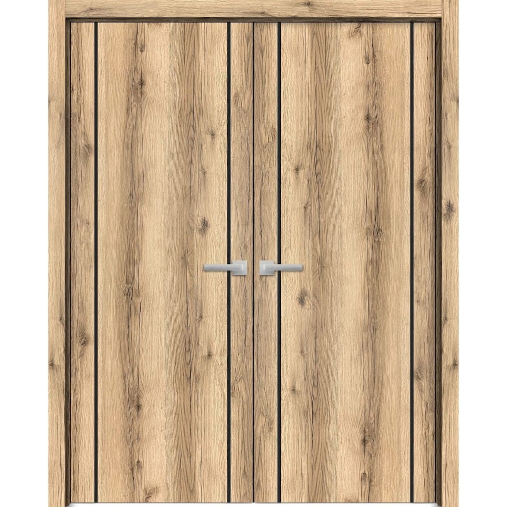 Solid French Double Doors 56 x 80 Planum 0017 Oak with