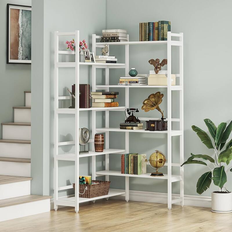 70.8 Inch Corner Bookshelf, 8-Tier Industrial Bookcase
