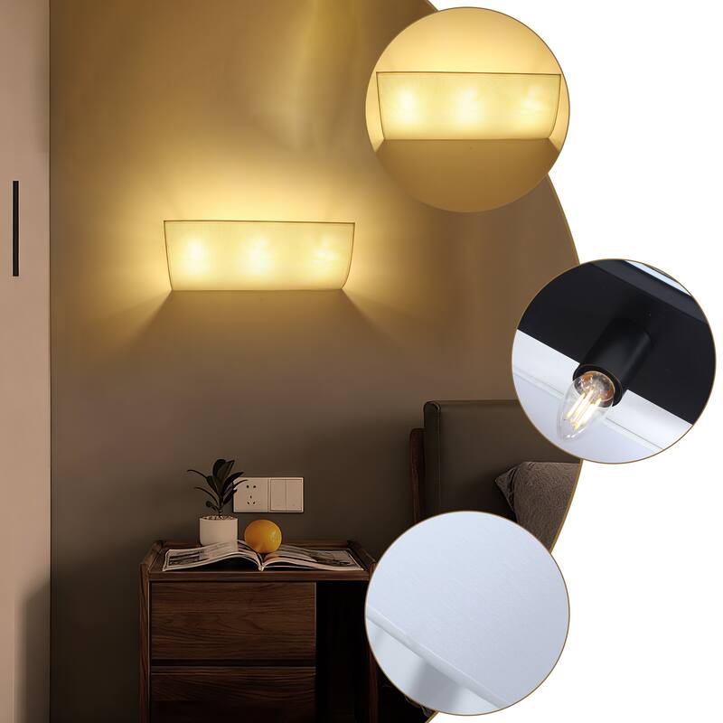 3-Light Modern Minimalist Rectangular Black & White Wall Sconce - Matte Black