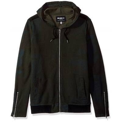 William Rast Mens Iggy Full-Zip Hoodie Sweatshirt,, Green, Large