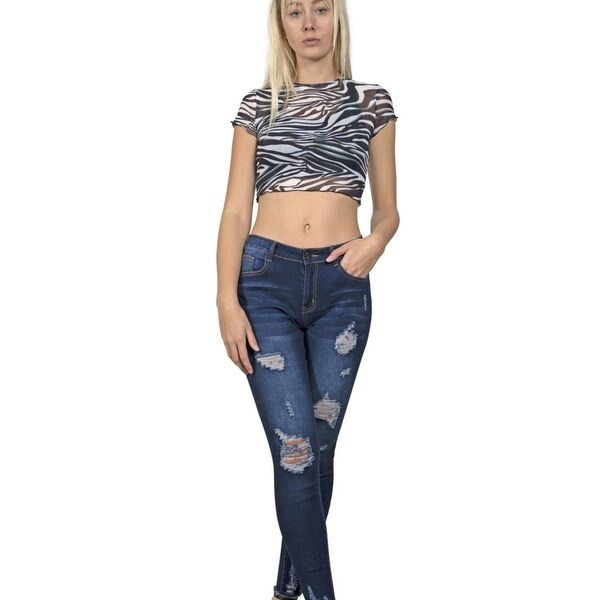 navy ripped skinny jeans