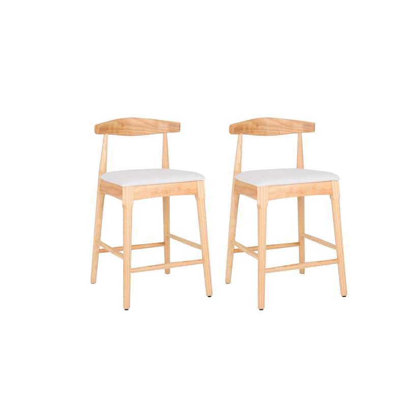 Mid-Century Modern Design Solid Wood 24" Counter Stools ,Upholstered Counter Stools with Wood Legs