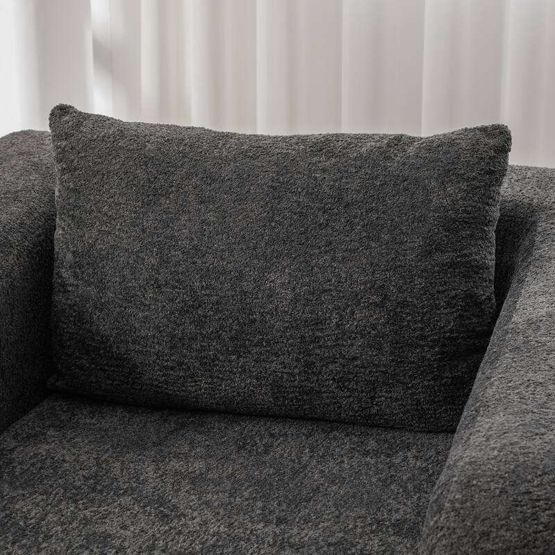 40" Convertible Chenille Floor Sofa Bed, Foldable Boneless Mattress Cloud Single Couch Lounge Chair with Armrest & Pillow