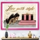 preview thumbnail 11 of 11, Designart "Gold Fabulous Life Style II" Fashion Premium Framed Art Print 20 in. wide x 12 in. high - Pink