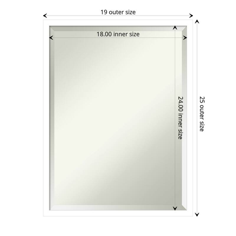 Beveled Wood Bathroom Wall Mirror - Svelte Frame - Outer Size: 19 x 25 in - Svelte White