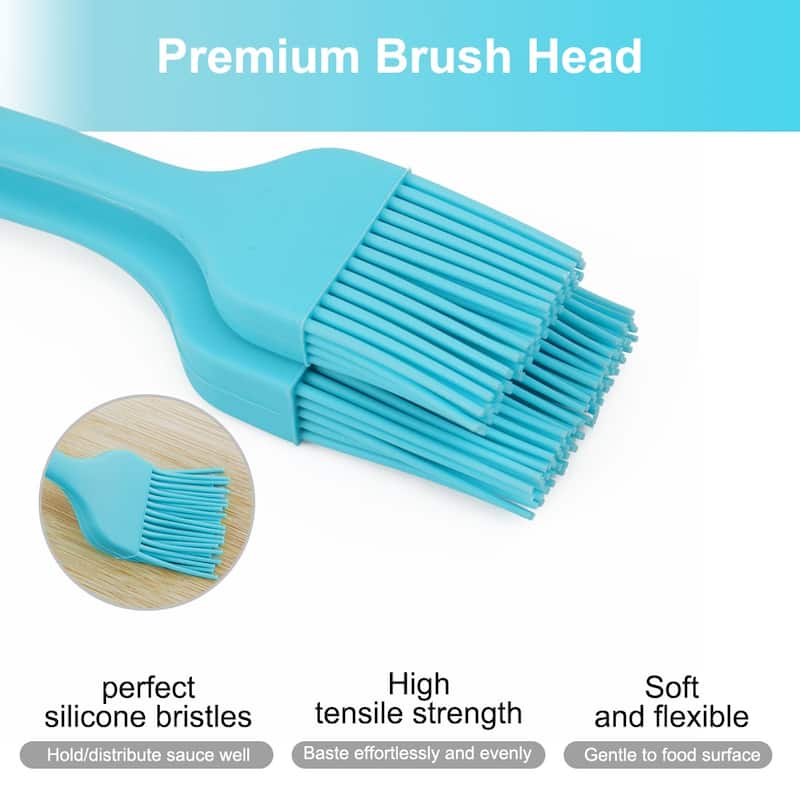 2x Silicone Brush Heat Resistant Non-stick Grilling Oil Baking Basting - Blue
