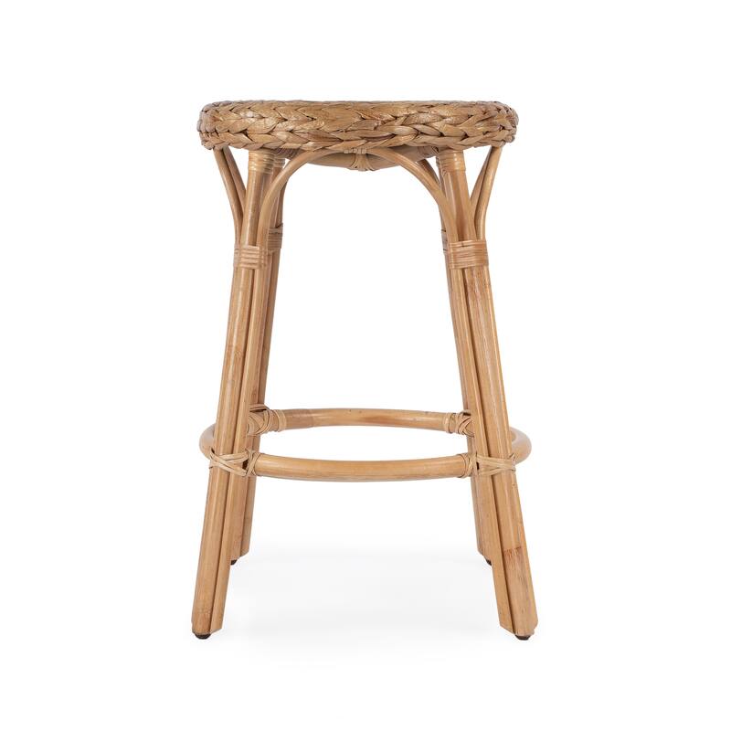 Tobias Rattan Natural Hyacinth Round 24" Counter Stool