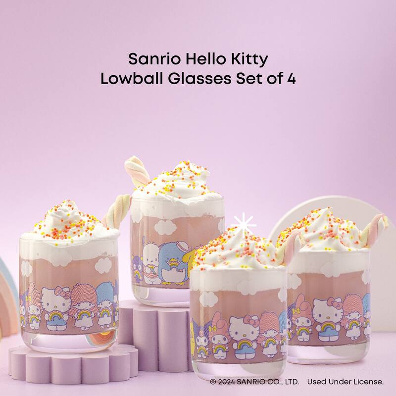Hello Kitty® and Friends Rainbow Short Drinking Glasses - 10 oz - Set of 4