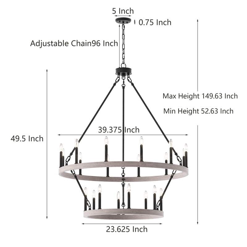 Acroma 20-light Modern Farmhouse 40In Round Wagon Wheel Chandelier with UL