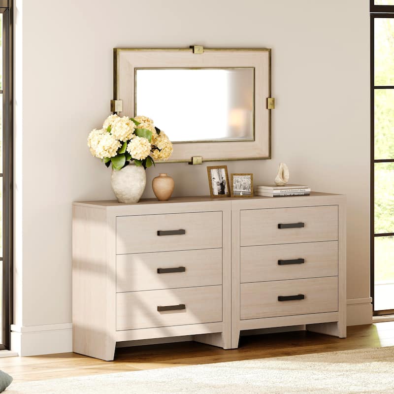 WAMPAT Farmhouse TV Stand, Modern Wood Media Console, Rustic Entertainment Center with Storage for Living Room, Bedroom