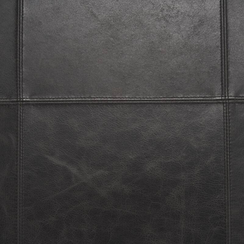 Stratton Gunmetal w/ Genuine Aged Black / Brown Leather Upholstered Accent Chair -  27.3L x 36.5W x 29.5H