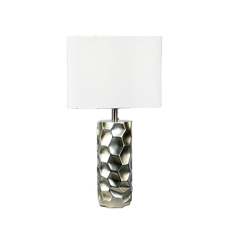 Limy 2pc Table Lamp Set, White Shade, Silver Resin Base, 29 Inch