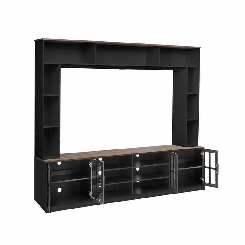 95.5"W Modern Wall Unit Entertainment Center with Bookshelves and Media Storage for TVs up to 80"
