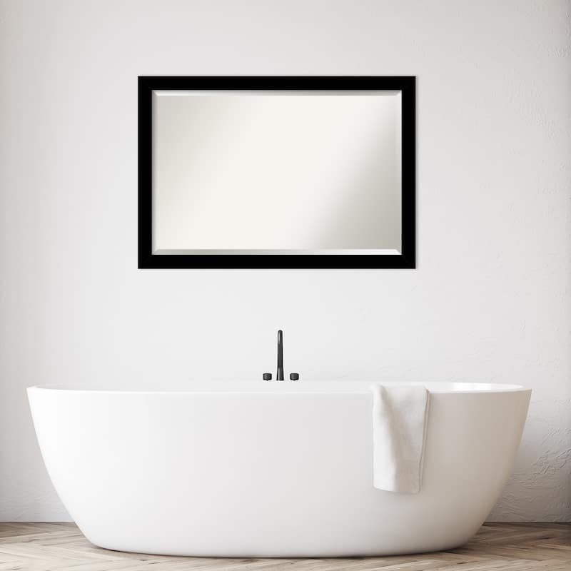 Brushed Beveled Framed Bathroom Vanity Wall Mirror - Brushed Black