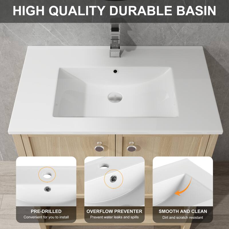 Beingnext 24"/30" Bathroom Vanity with Sink, Floating/Freestanding Bathroom Vanity with Soft Close Door